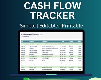 Rastreador de Fluxo de Caixa: Modelo de Negócios do Planilhas Google (Download Digital)