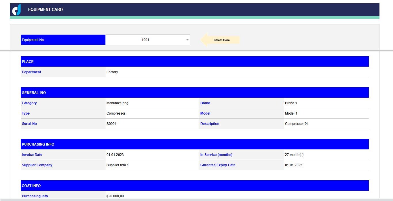 Equipment Maintenance Tracker: Google Sheets Template (digital Download ...
