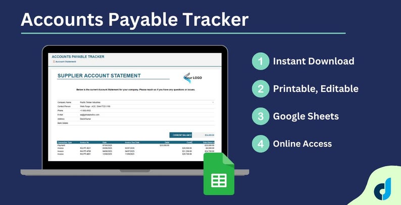 Sample Payable Tracker Accounts Payable Tracker | Vendor Invoice Template (google Sheets) - Etsy