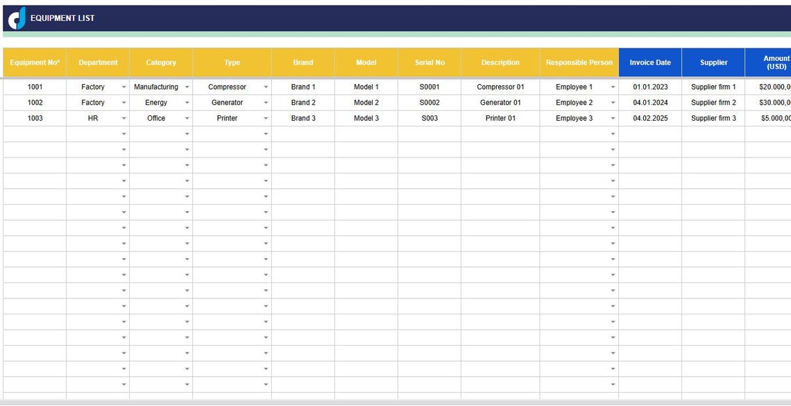 Equipment Maintenance Tracker: Google Sheets Template (digital Download ...