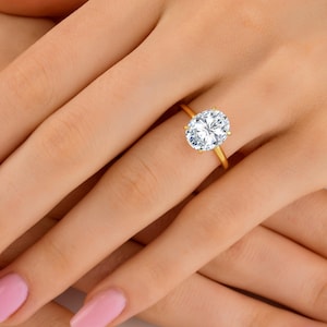 Oval Cut Gold Plated Sterling Silver CZ Engagement Ring
