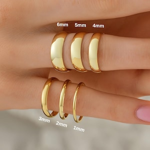 14K Gold Thin Wedding Bands – 1mm 2mm 3mm 4mm 5mm 6mm Minimalist Wedding Ring, Stacking Ring, Gift for Her, Gift for Him, Domed Comfort Fit