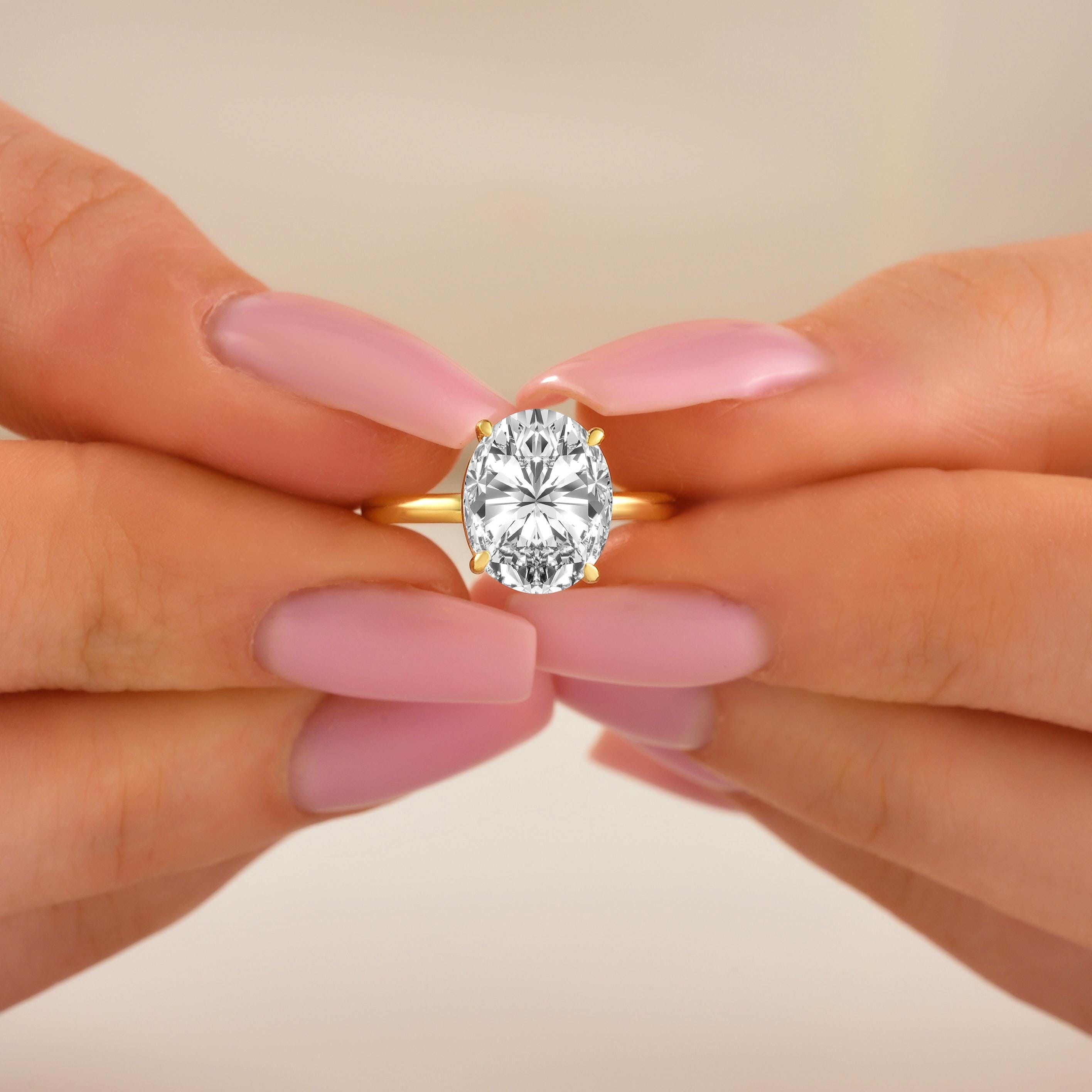 14K Solid Gold 3.0 Carat CZ Solitaire Engagement Ring - White Or Yellow Gold, Gift Boxed