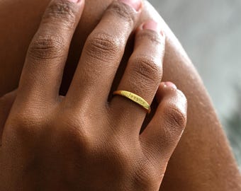 Dainty Engraved Name Ring, 14K Gold - Plated Silver, Personalized Custom Band, Stackable , Christmas Gift