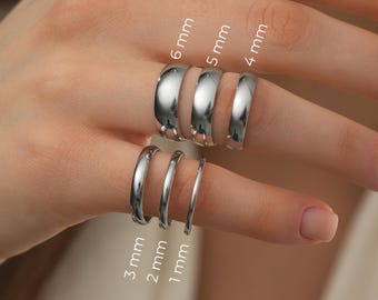 14K White Gold Handmade Wedding Bands – Domed Comfort Fit Ring 1mm 2mm 3mm 4mm 5mm 6mm, Gift for Her, Gift for Him