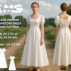 Cottagecore Dress Sewing Pattern: Medieval Renaissance Gown (Digital Download, XS-4XL)