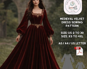 Renaissance Dress Sewing Pattern: Fairy, Regency, Elf Costume (Digital Download)