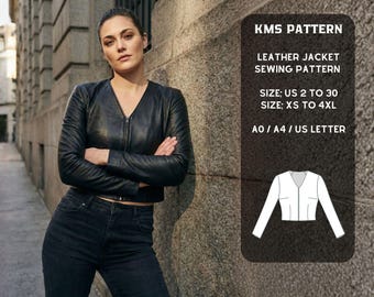Naaipatroon kort leren jack zonder kraag (pdf-download, VS 2-30/XS-4XL)