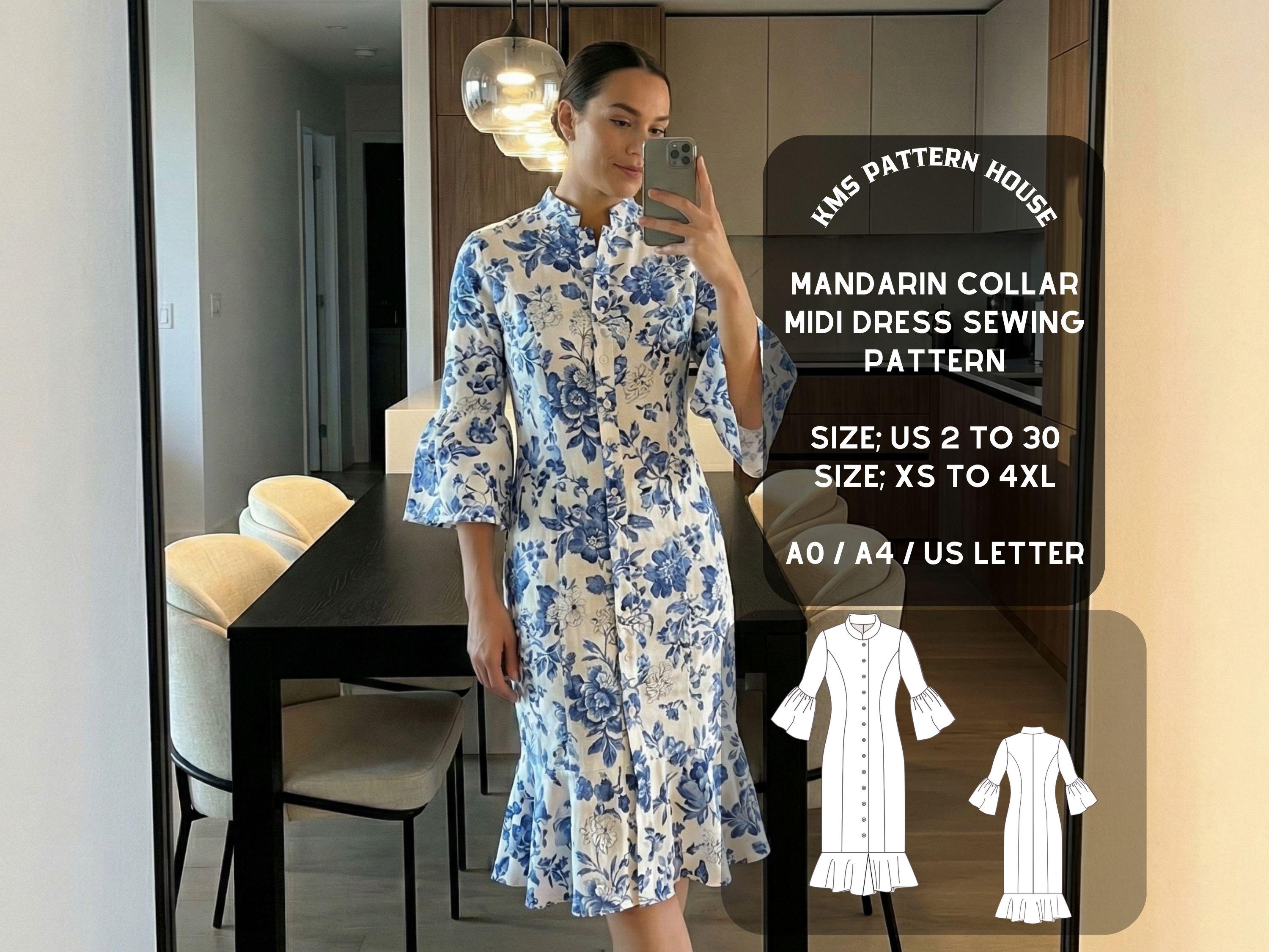 A Line Dress With Mandarin Collar - Etsy