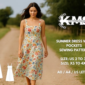Summer Linen Dress With Pockets, Cottagecore Dress, Linen Midi Dress, Linen Midi Summer Dress, Strappy Dress , XS-4XL