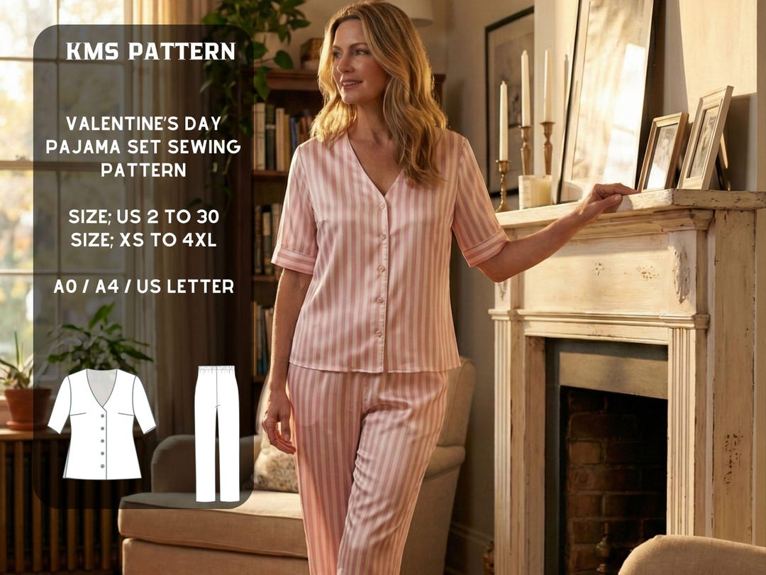 Women's Pajama Set Sewing Pattern | Button up Sleepwear (PDF Pattern ...