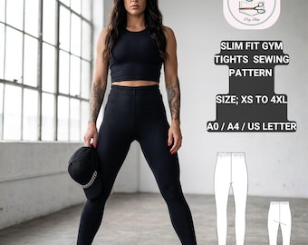 Slim Fit Gym Tights Sewing Pattern | High-Waisted Yoga Leggings (Digital Download)