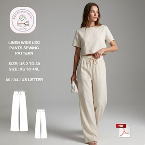 Patron de couture pour pantalon large en lin, pantalon ample (téléchargement PDF)