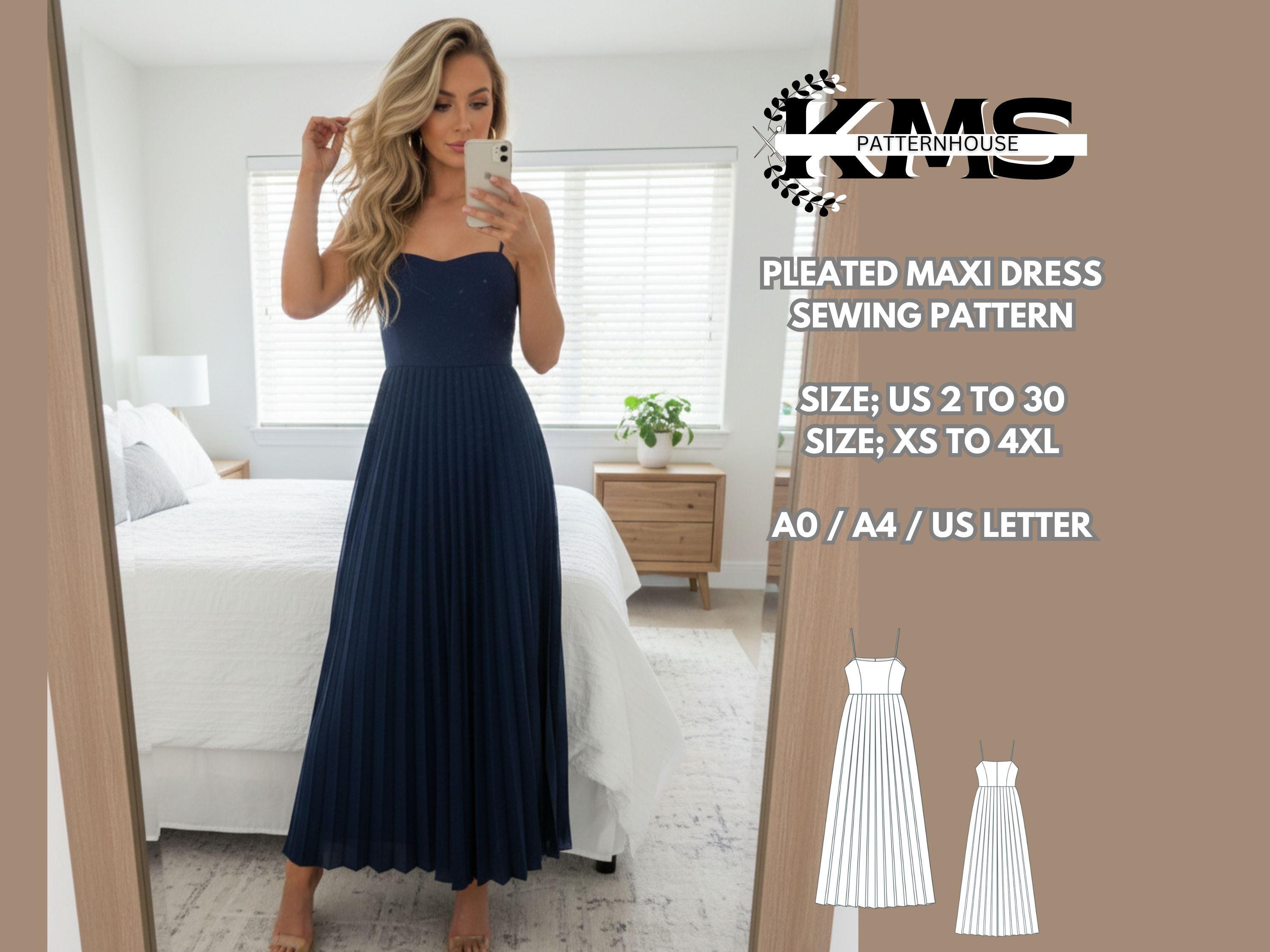 pleated maxi dress pattern Petal and Pup Women's Achanti Pleated Maxi Dress