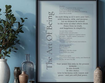 Stoic Philosophy Print: The Art of Being, Minimalist Quote (PDF)