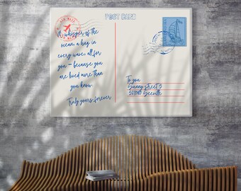 Printable Ocean Postcard • Digital Love Note • Romantic Vintage Air Mail Card • Instant Download PDF