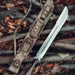 Handmade Carbon Steel Machete – 22” Full Tang Bushcraft Knife with Rosewood Handle | Outdoor Camping, Hiking & Survival Tool