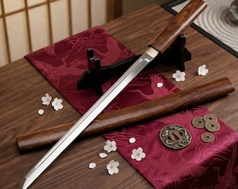 Carbon Steel Katana Longsword, Wood Handle training Katana, Handmade Decor