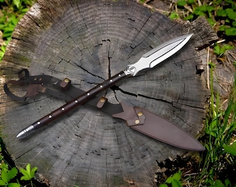 Handgeschmiedeter Speer | Wikinger Speer | Assegai aus Kohlenstoffstahl mit einem Griff aus Rosenholz