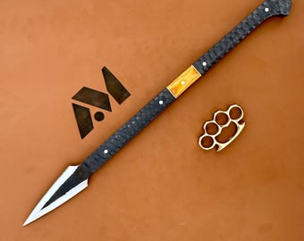 Custom Handmade Carbon Steel Viking Spear • Micarta & Wood Handle • 28" Traditional Design
