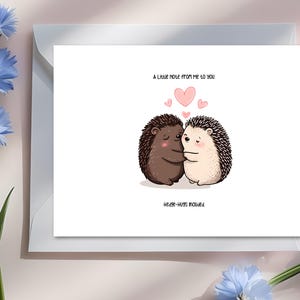 Carte de voeux Love Hedge- Hugs - Mignon hérisson 4,9 x 3,5 pouces, mini carte pour l'amitié, la Saint-Valentin et une pensée pour vous