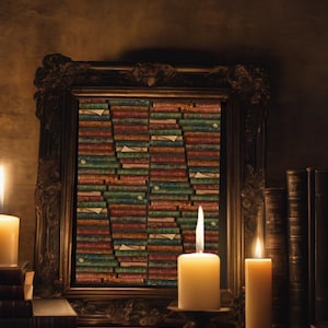 Vintage Book Stack Poster, Literary Wall Art for Library or Office, Rustic Home Decor, Book Lover Gift, Cozy Reading Room Decoration