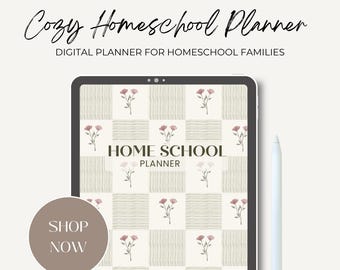 A5 Digital Homeschool Planner | Hyperlinked PDF for GoodNotes & iPad | Printable Homeschool Organizer | Daily Weekly Yearly Planner