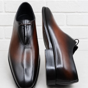 Brown Patina Wholecut Oxford Shoes for Men  Handcrafted Leather Dress Shoes