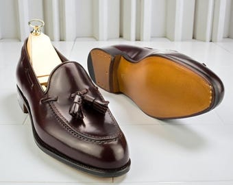 Burgundy Tassel Loafers  Men’s Genuine Leather Dress Shoes