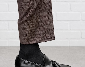 Black Tassel Loafers for Men Handmade Leather Dress Shoes Luxury Slip On Loafers