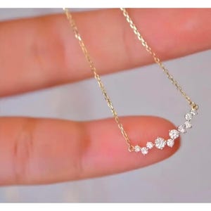 Minimalist Necklace Bridal Wedding Necklace Diamond Dainty Necklace smile necklace Handmade Bridesmaid Necklace Gift for her under 25