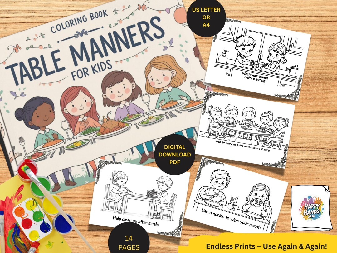 Table Manners Coloring Book for Kids, Etiquette Behavior Learning ...