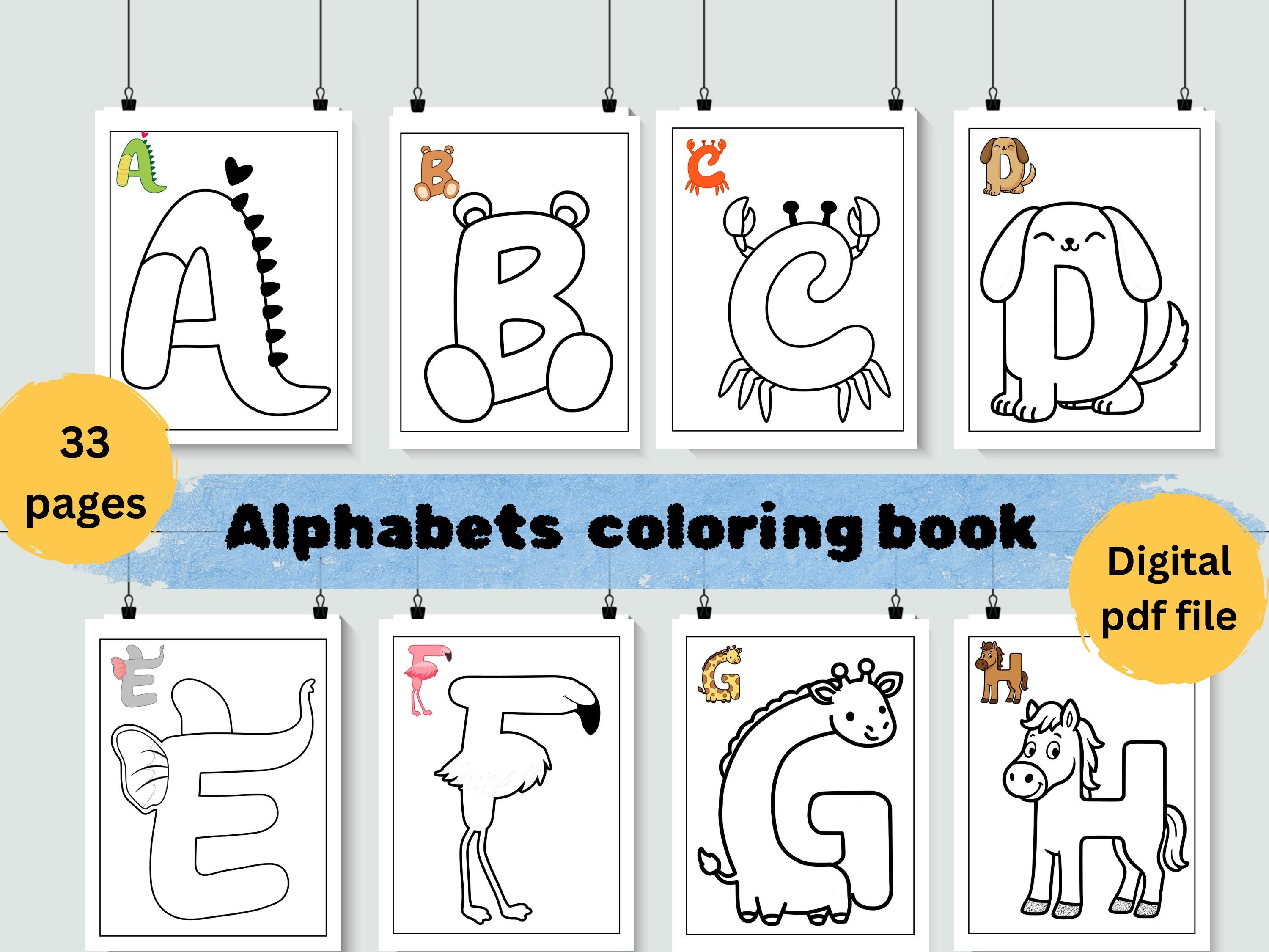 Libro para colorear del alfabeto de animales (PDF), páginas para ...