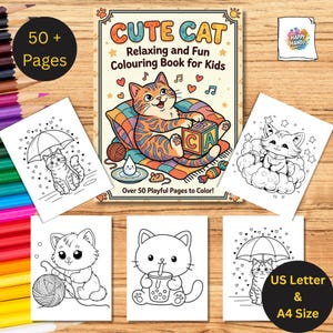 Cute Cats memory busy Coloring Book for Kids, Printable PDF, Kawaii Kitten Activity Book ,Gift for children, felt book ,pet coloring