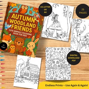 Herbstliche Waldtiere Malbuch: Lustige Herbstaktivität für Kinder (25 Seiten)