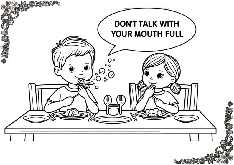 Table Manners Coloring Book for Kids, Etiquette Behavior Learning ...