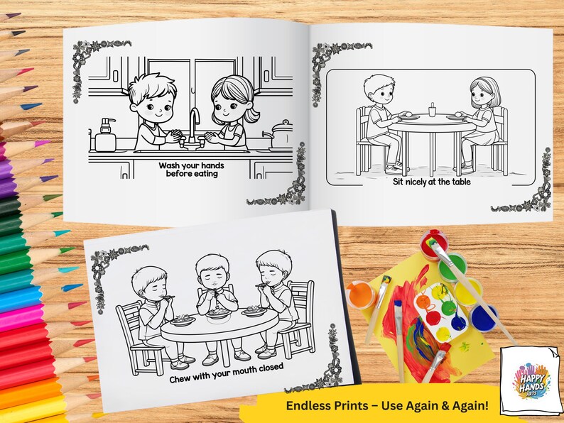 Table Manners Coloring Book for Kids, Etiquette Behavior Learning ...