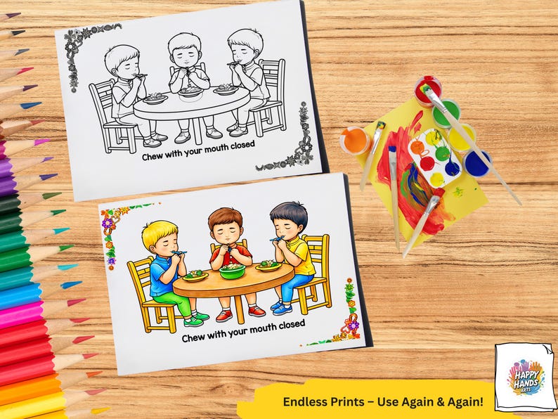 Table Manners Coloring Book for Kids, Etiquette Behavior Learning ...