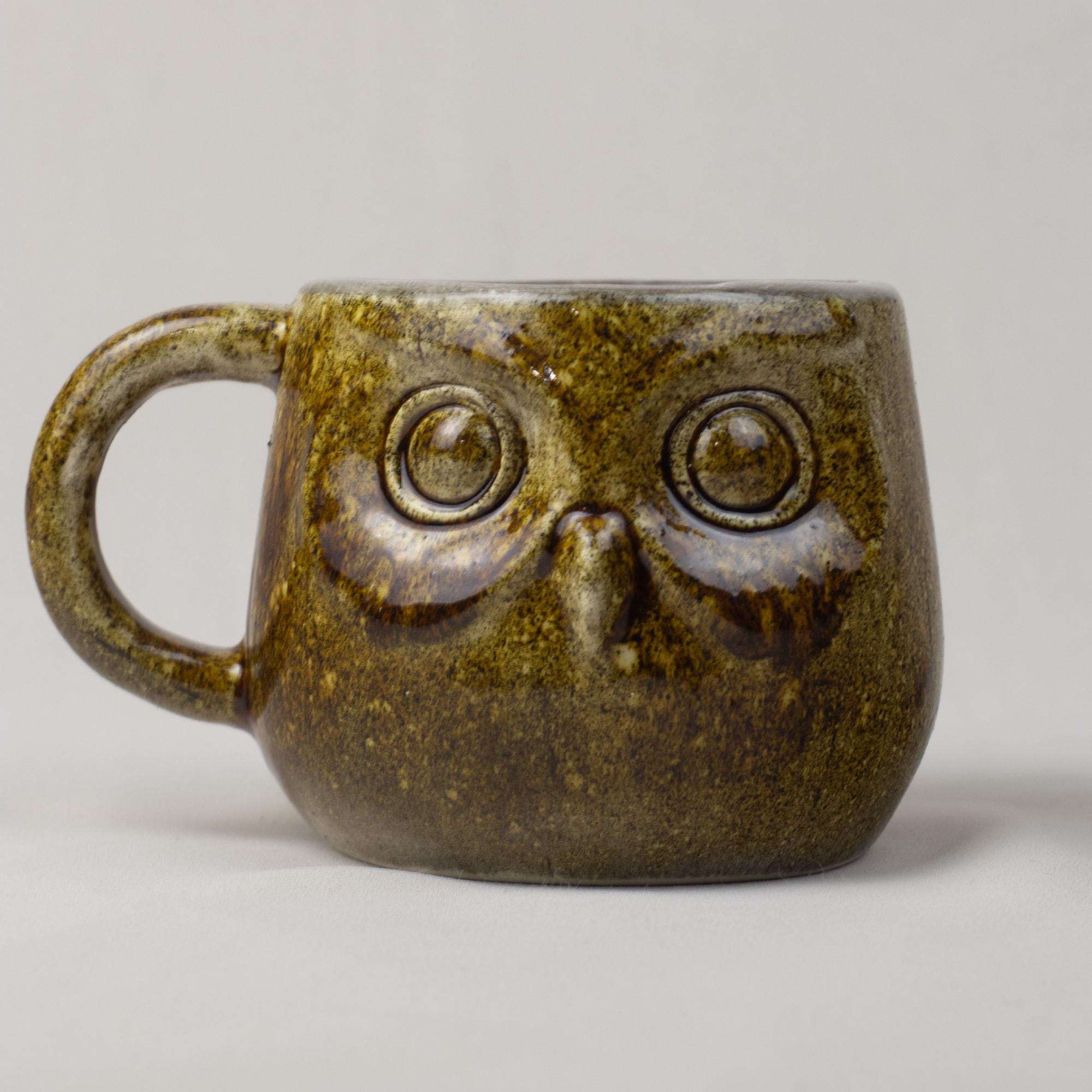 Handmade Owl Mug: Artisan Stoneware Pottery Cup for Coffee & Tea