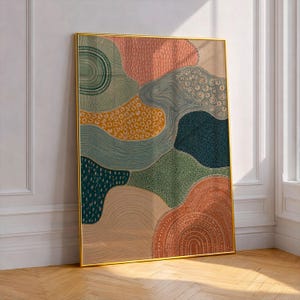 Abstract Boho Landscape Print, Organic Shapes Wall Art, Living Room Decor, Earth Tone Aesthetic, Modern Bohemian Art, Housewarming Gift