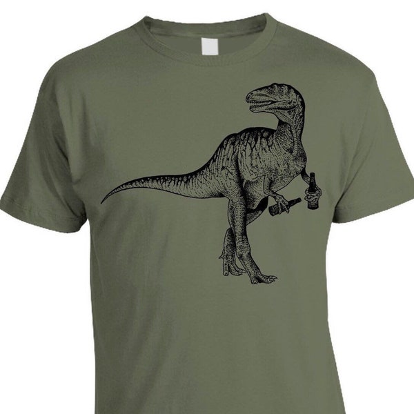 Cool Dino Beer Shirt | Homebrewer Funny T-Rex TShirt | Tyrannosaurus Shirt | Beer Drinking Dinosaur | Jurassic Brew Velociraptor Shirt