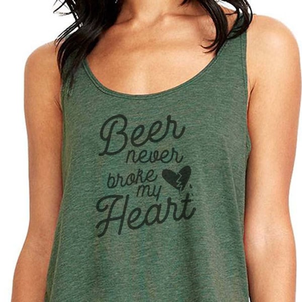 Beer Never Broke My Heart Cute Day Drinking Women's Tank Top for Beer Girl. Tank for Gym. Beer Girl Tanktop.