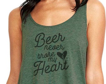 Beer Never Broke My Heart Cute Day Drinking Women's Tank Top for Beer Girl. Tank for Gym. Beer Girl Tanktop.