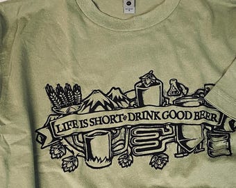 Camiseta "La vida es corta, bebe buena cerveza": regalo para los amantes de la cerveza artesanal