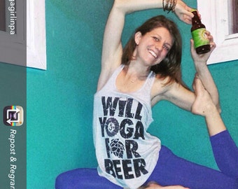 Will Yoga for Beer Yoga Tank Top, ORIGINAL Craft Beer Yoga Shirt, Beer Yoga, Workout Tank, Fitness, Namaste at the Brewery, Pints and Poses