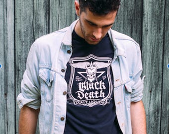 Black Death Malt Liquor T-Shirt, Beer Geek Tee, 70s Graphic