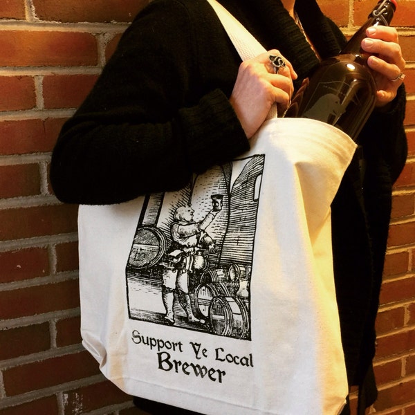 Craft Beer Pattern Print Leather Tote Bag main image 1