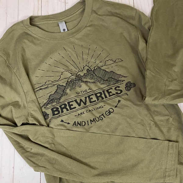 Beer Shirt | Long Sleeve  Beer Shirt for IPA Beer Lover | The Breweries Are Calling ™ ORIGINAL BrewerShirts Illustrated Tee