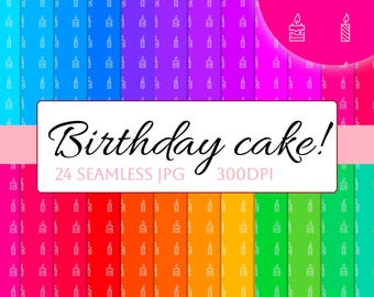 Birthday Cake Digital Paper Pack – 24 Seamless Designs (Digital Download)