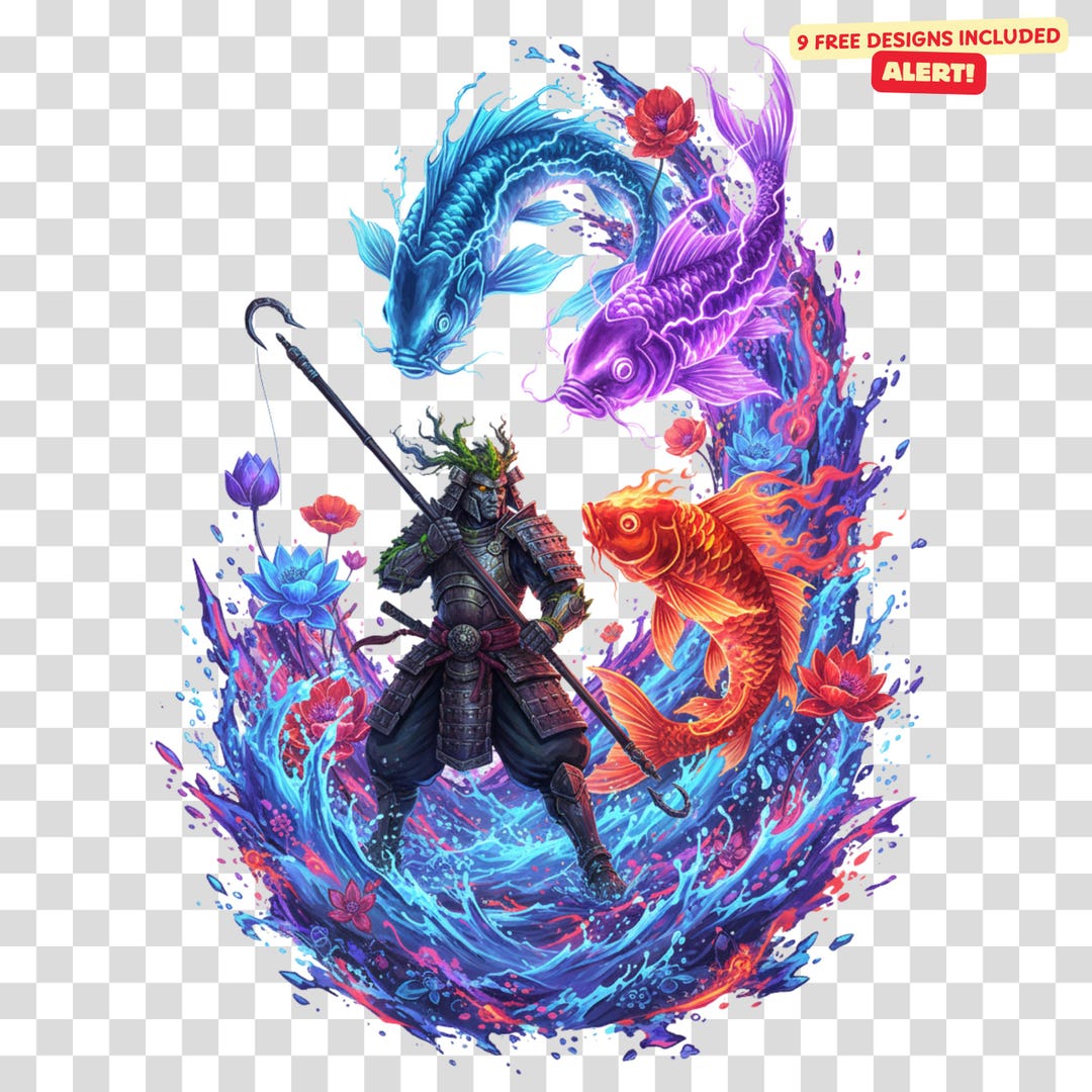 Samural Fish Samurai Koi Fish PNG: Japanese Warrior Art (digital Download) - Etsy